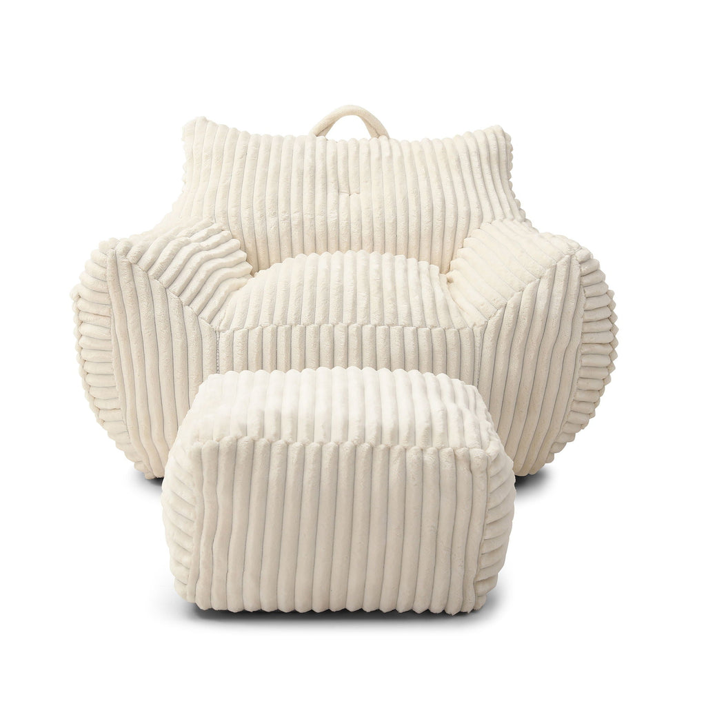 Giant Bean Bag Chair with Armrests & Footstool