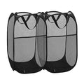 Buenod 2 Pack Pop Up Laundry Hampers Collapsible Mesh Laundry Basket Foldable Clothes Hampers for Bathroom College Dorm Travel (Black)