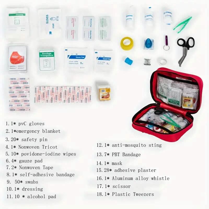 184-Piece First Aid Kit – Dorm Room & College Essential