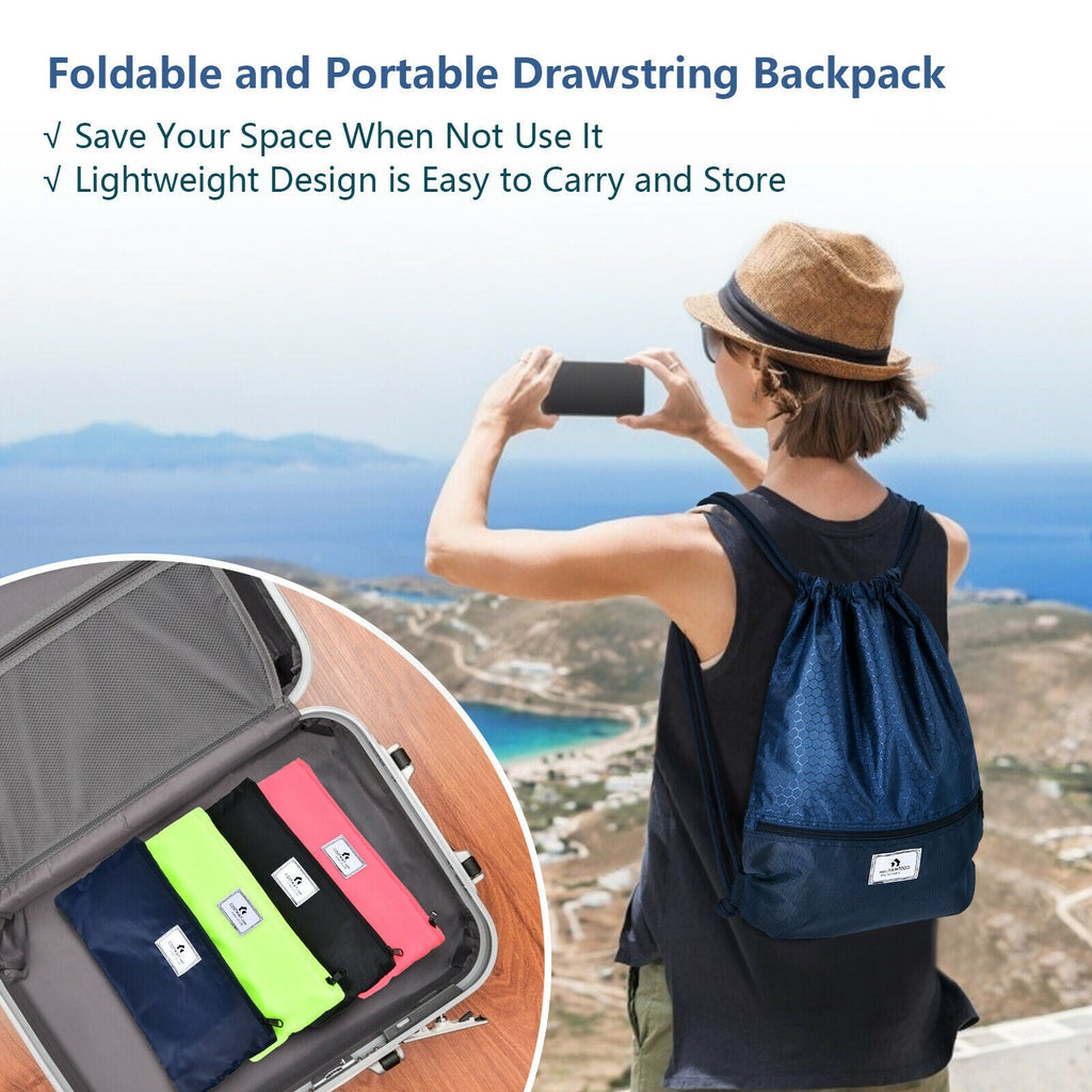 Foldable Drawstring Backpack – Lightweight College Bag for Campus & Gym