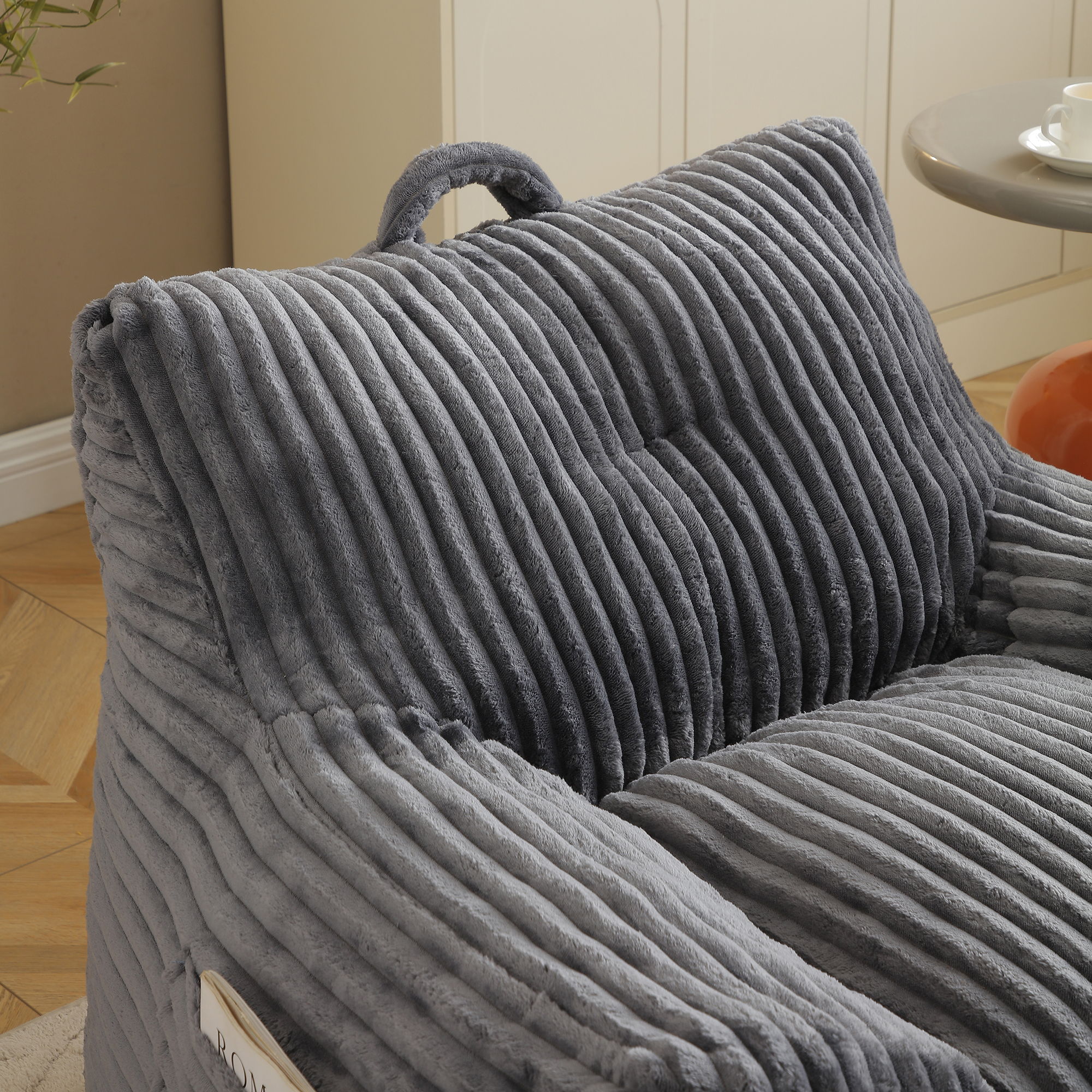 Giant Bean Bag Chair with Armrests & Footstool