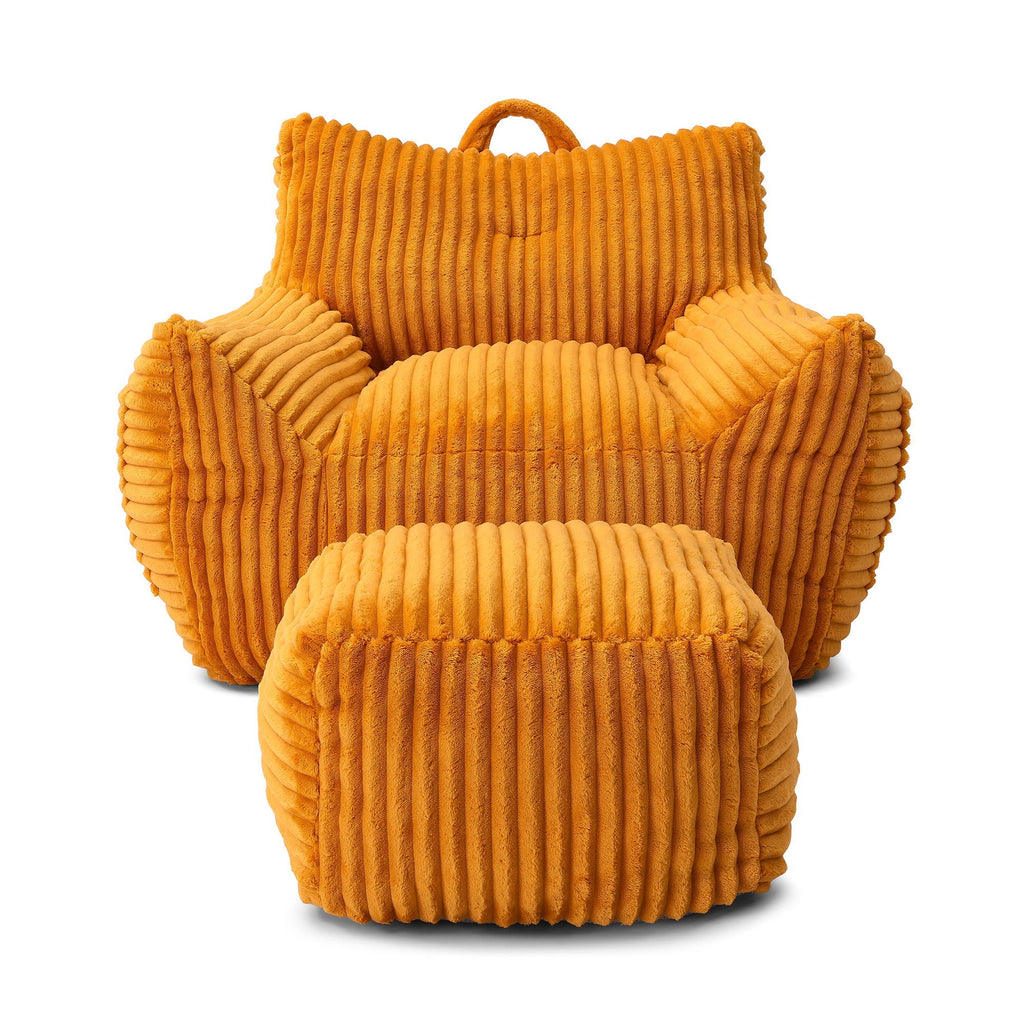 Giant Bean Bag Chair with Armrests & Footstool