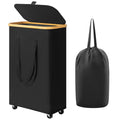 Slim Rolling Laundry Hamper for Dorm Rooms, 60L with Lid