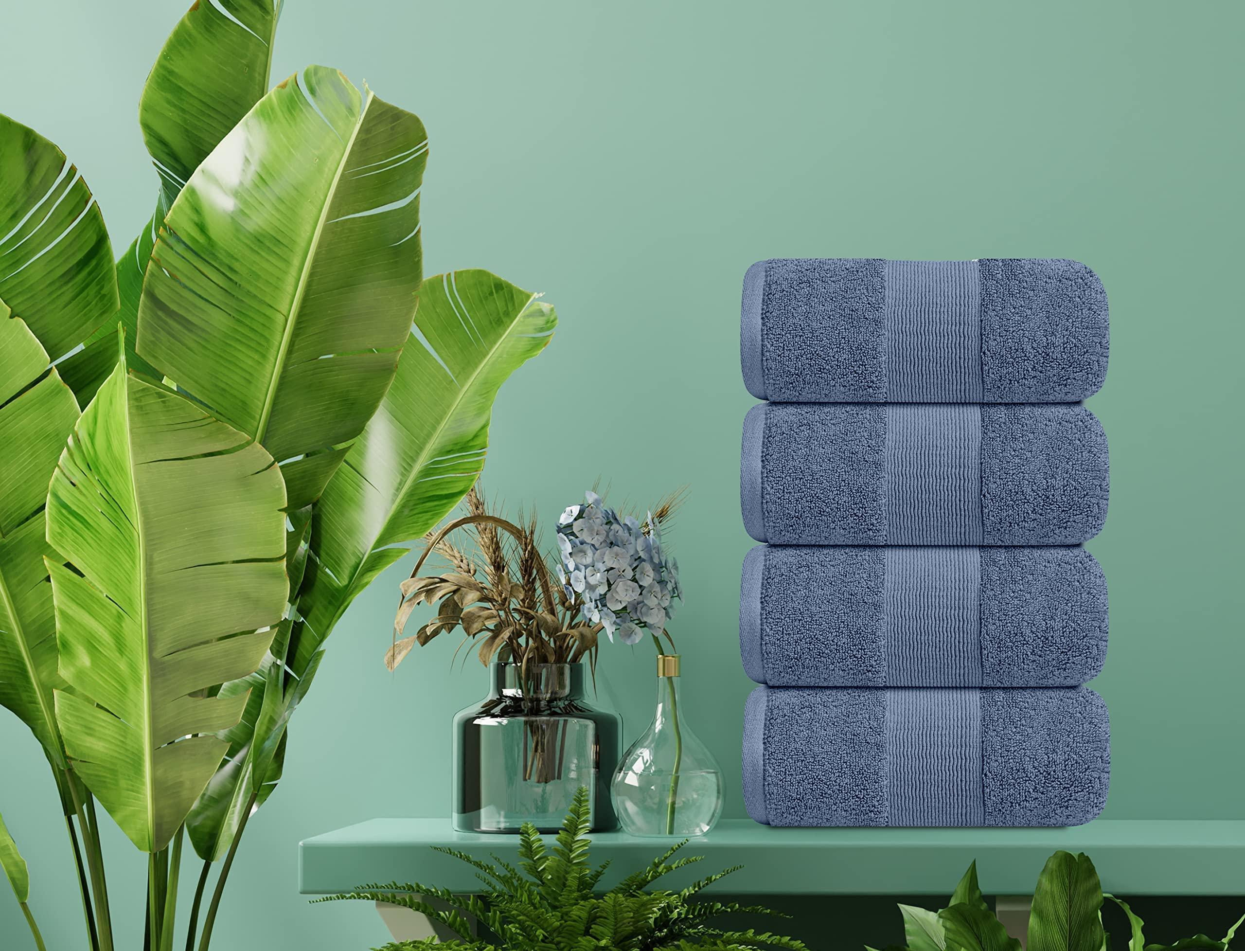 Soft Bath Towels for Dorm 4 Pack Luxury Plush Cotton 28x55 Inches