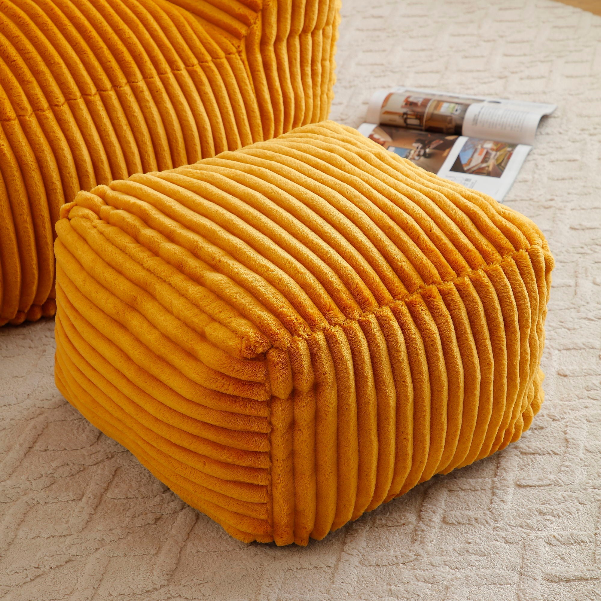 Giant Bean Bag Chair with Armrests & Footstool