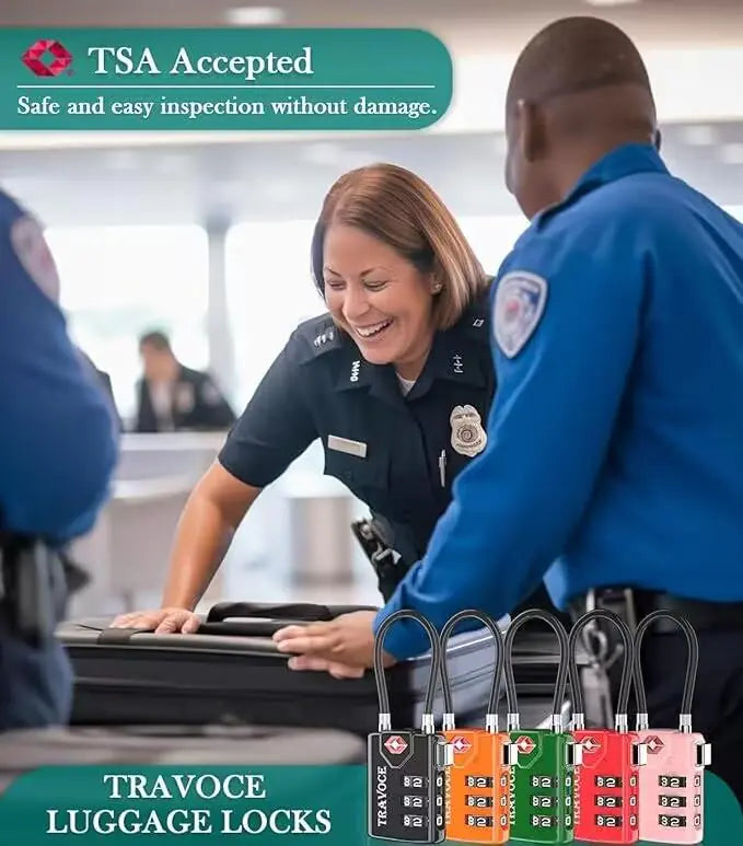 TSA Approved Cable Locks for College – Luggage, Gym Locker & Backpack (Pink 2-Pack)