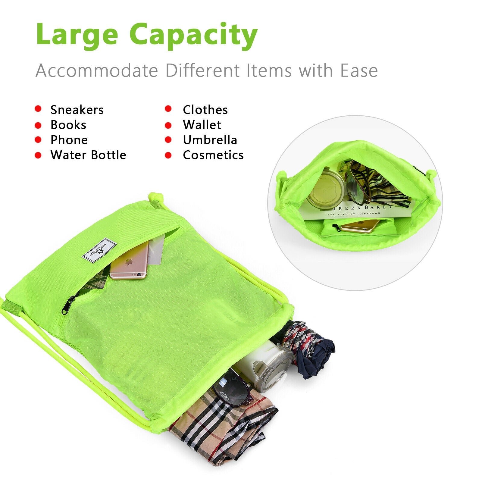 Foldable Drawstring Backpack – Lightweight College Bag for Campus & Gym