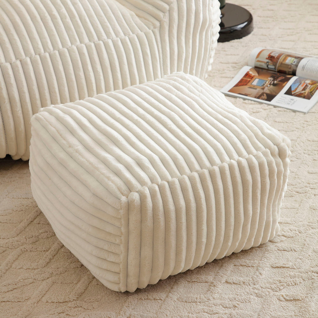 Giant Bean Bag Chair with Armrests & Footstool