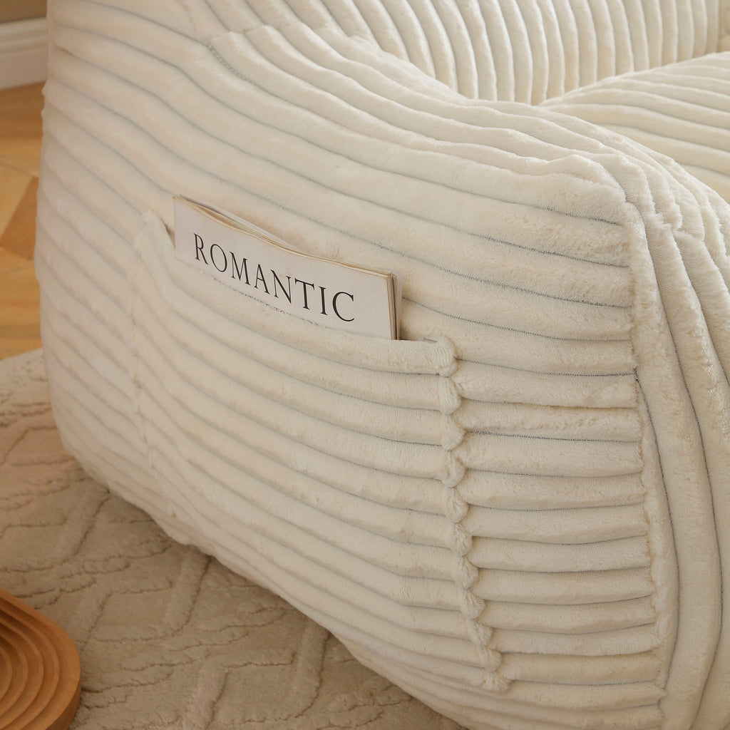 Giant Bean Bag Chair with Armrests & Footstool