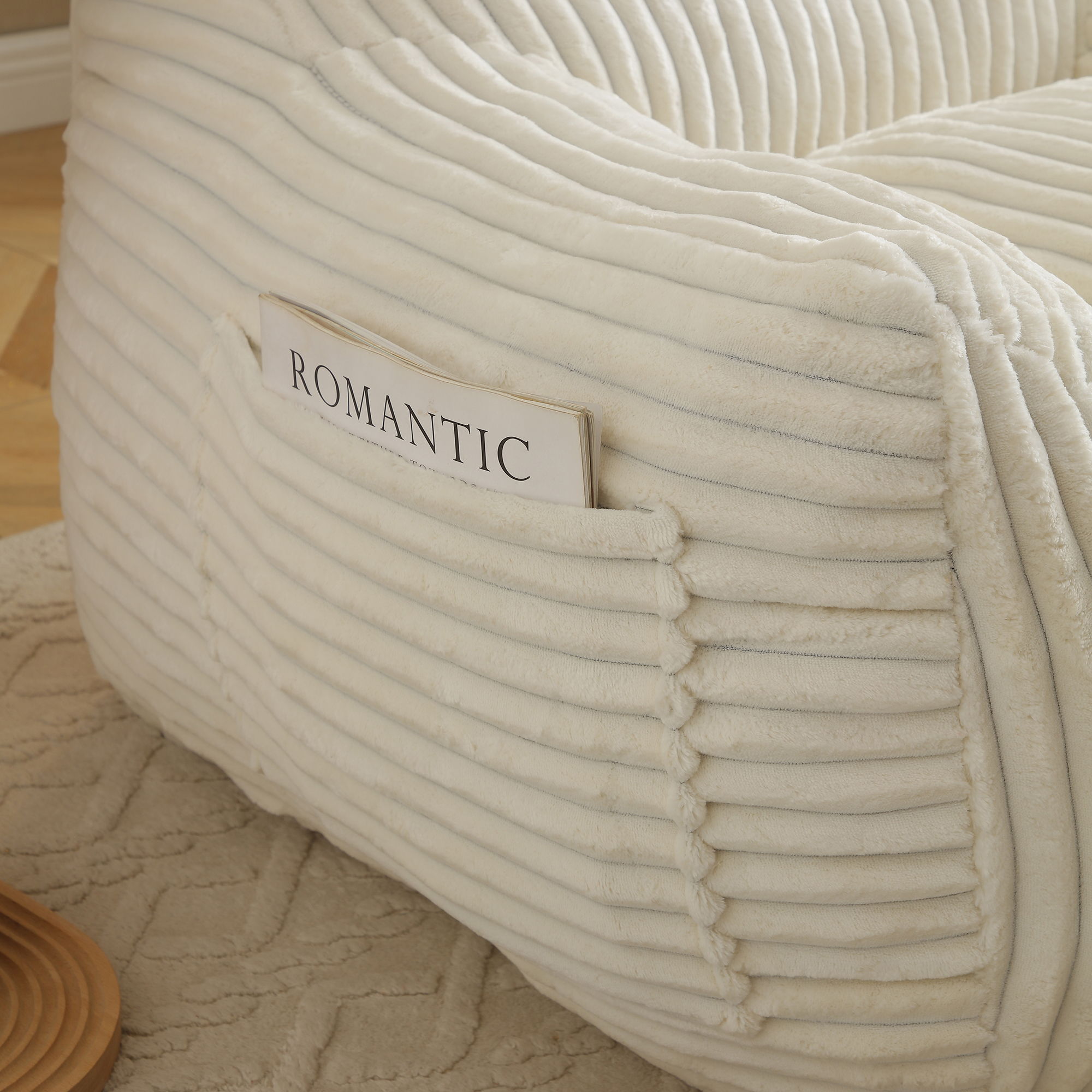 Giant Bean Bag Chair with Armrests & Footstool