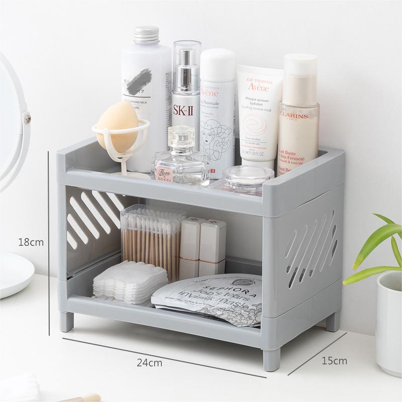 The Desk Glow-Up You Need — Double-Layer Dorm Organizer in White, Grey & Pink
