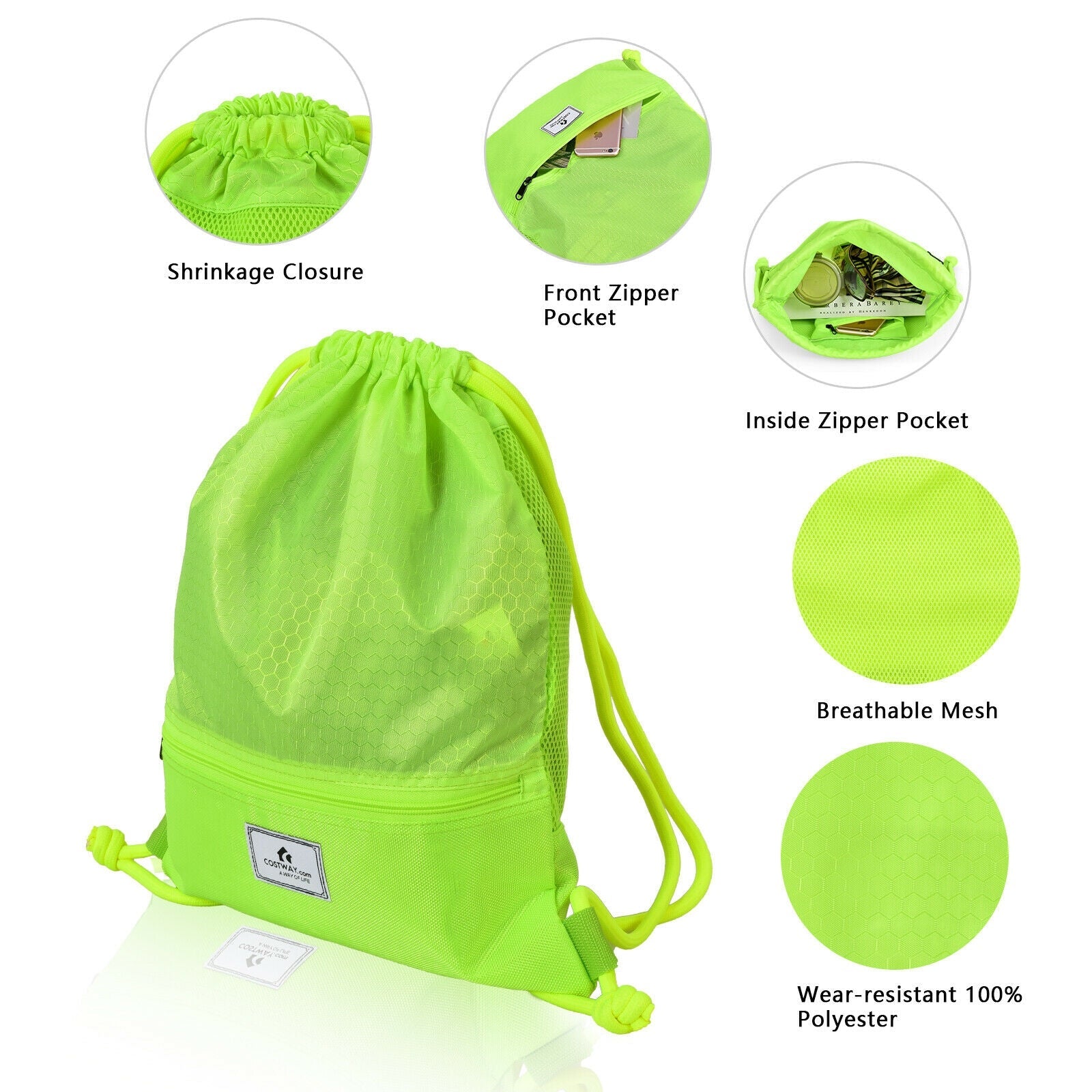 Foldable Drawstring Backpack – Lightweight College Bag for Campus & Gym