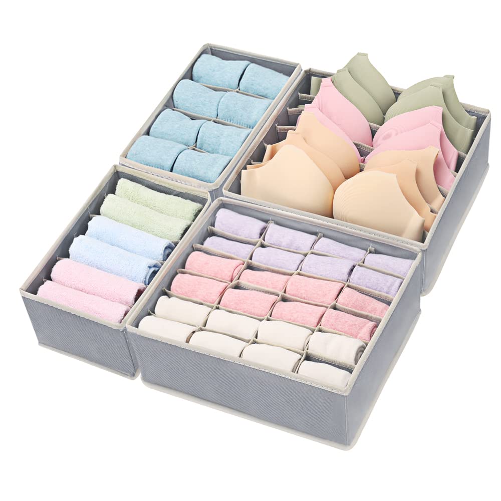 Foldable Drawer Organizers 4-Pack – Fabric Storage for Underwear, Socks & More