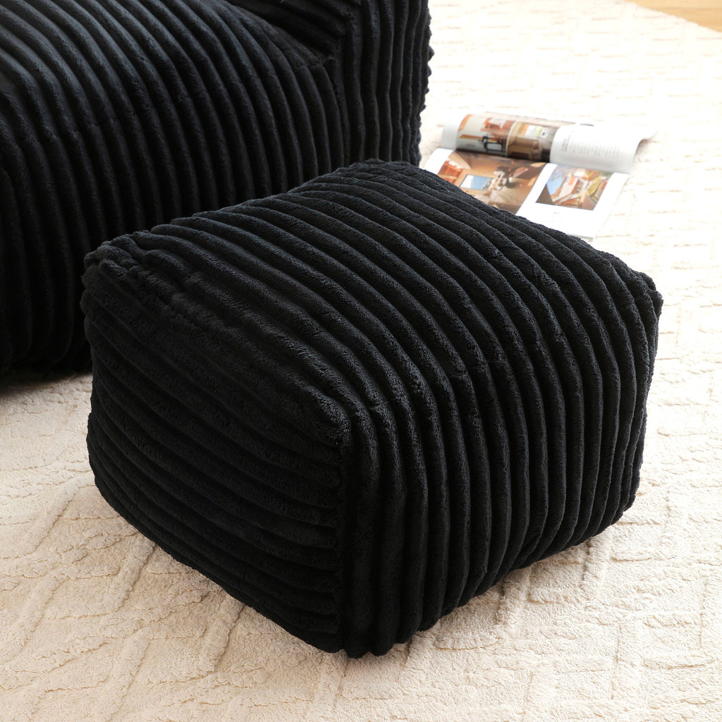 Giant Bean Bag Chair with Armrests & Footstool