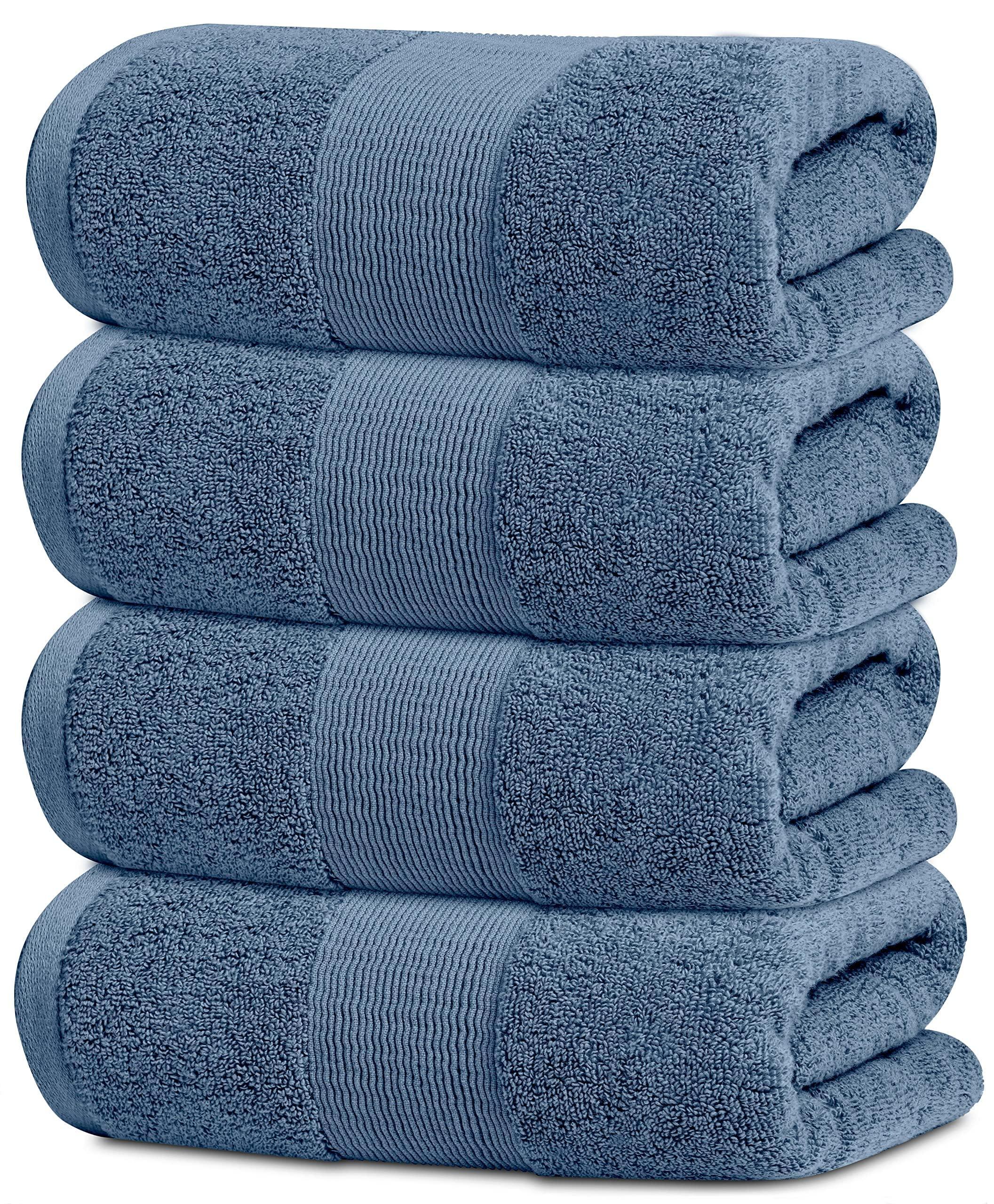Soft Bath Towels for Dorm 4 Pack Luxury Plush Cotton 28x55 Inches