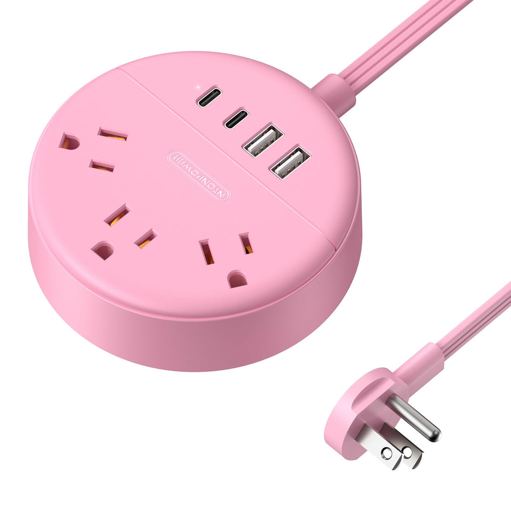 The Ultimate Pink Power Strip – Flat, Fast & Wall-Mountable