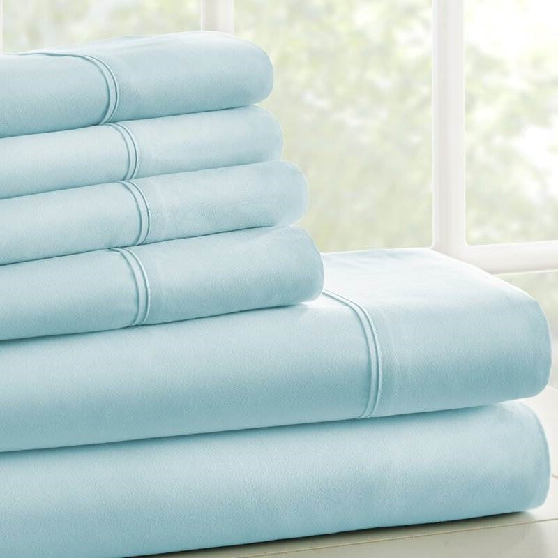 Twin XL Sheet Set – Aqua | 4-Piece Wrinkle-Resistant Microfiber