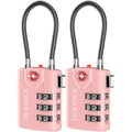 TSA Approved Cable Locks for College – Luggage, Gym Locker & Backpack (Pink 2-Pack)