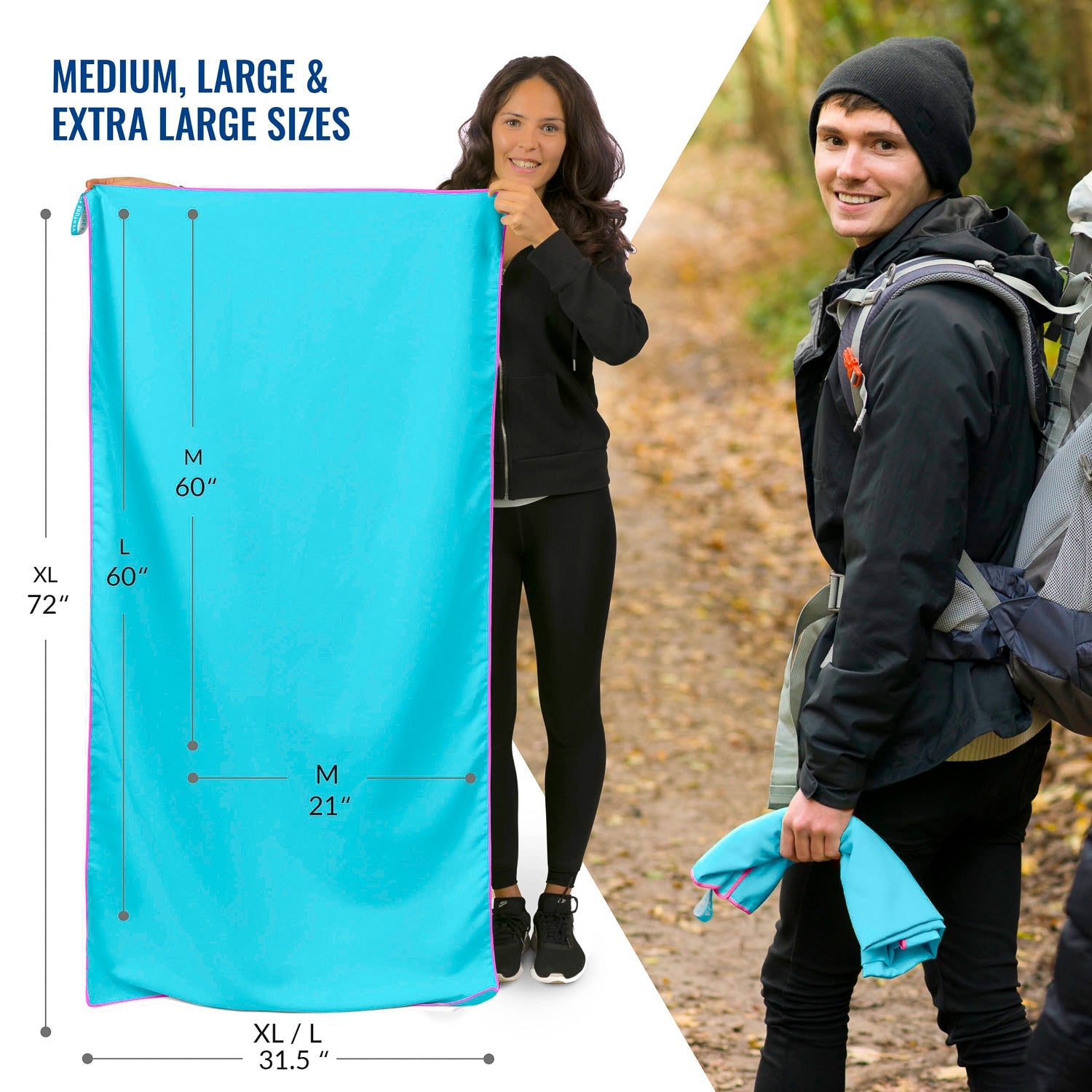 Quick Dry Microfiber Towel – Lightweight Travel & Gym Towel for College