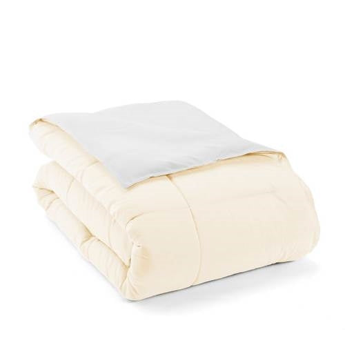 Twin XL Reversible Comforter Set – White & Cream | 2-Piece Microfiber