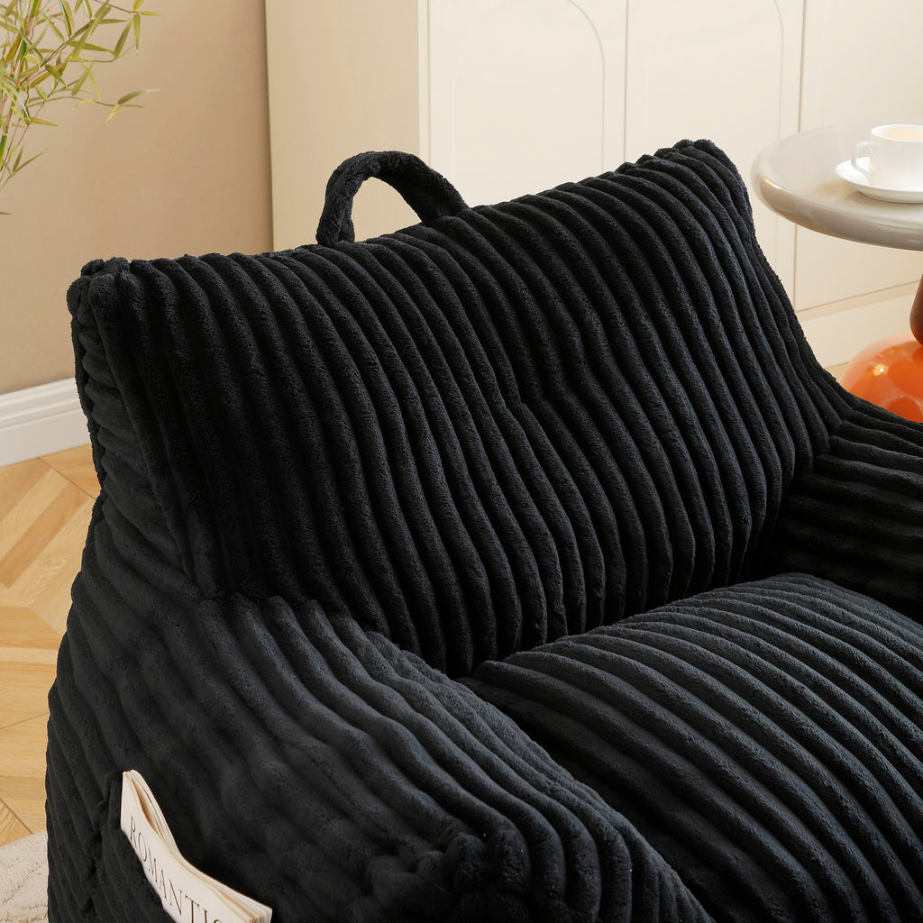 Giant Bean Bag Chair with Armrests & Footstool