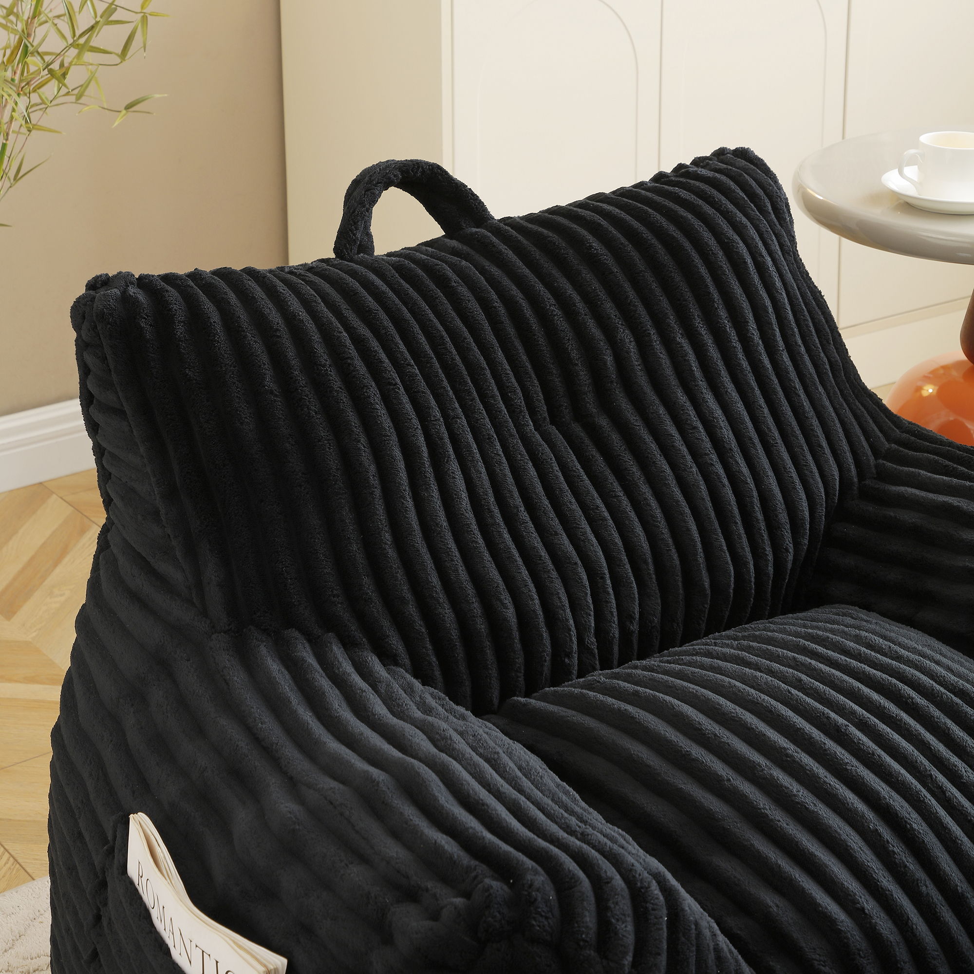 Giant Bean Bag Chair with Armrests & Footstool