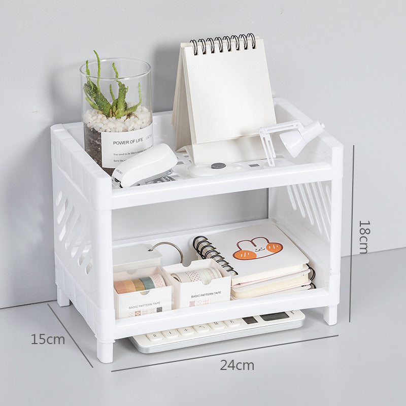 The Desk Glow-Up You Need — Double-Layer Dorm Organizer in White, Grey & Pink