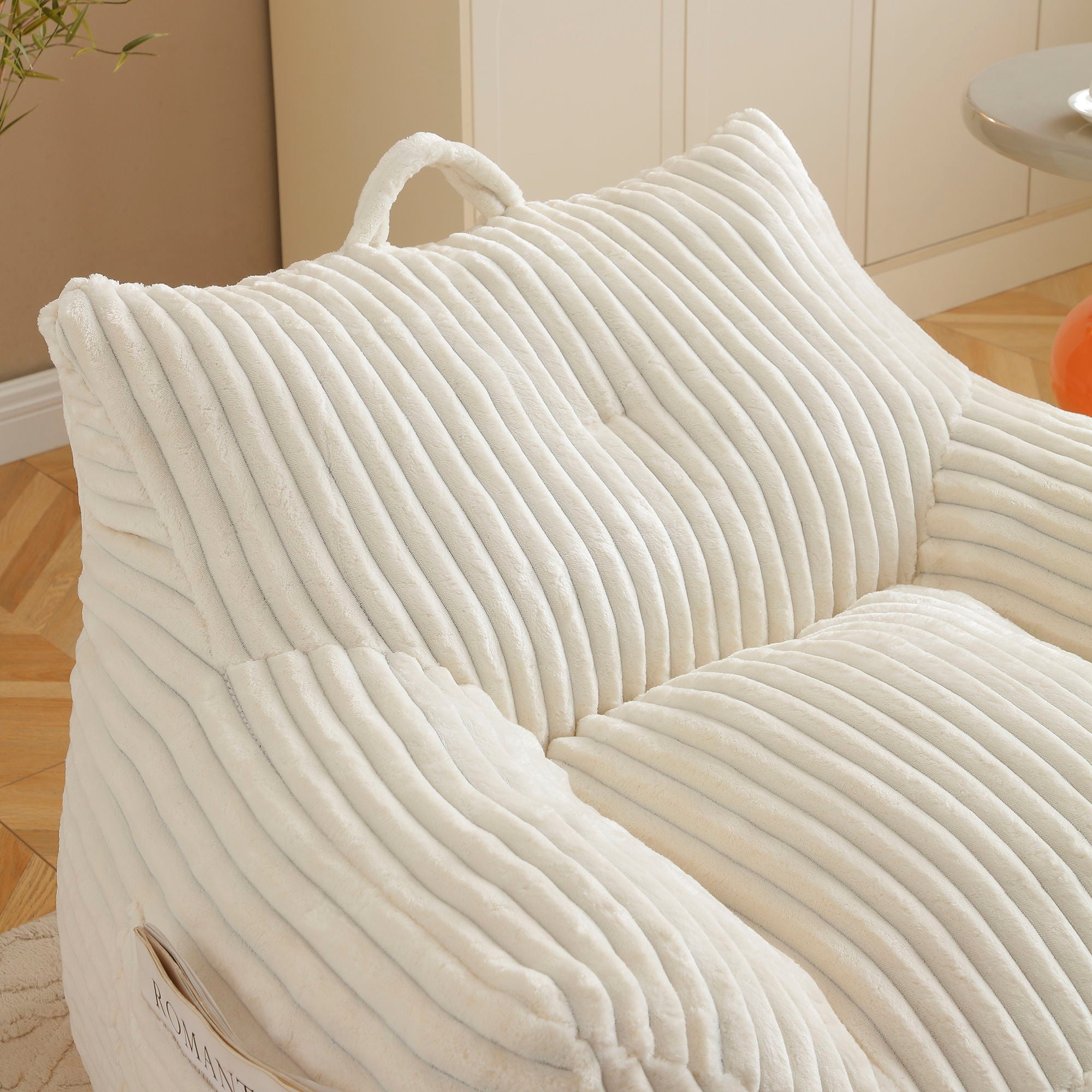 Giant Bean Bag Chair with Armrests & Footstool