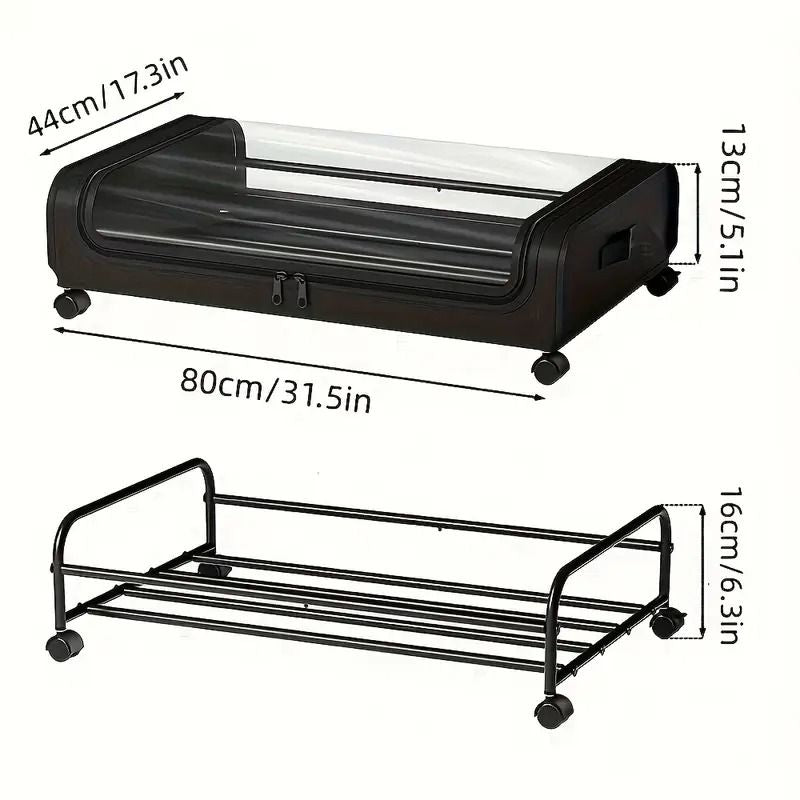 Under Bed Storage Containers with Wheels & Metal Frame — 2-Pack