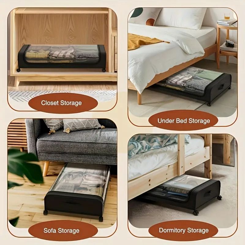 Under Bed Storage Containers with Wheels & Metal Frame — 2-Pack