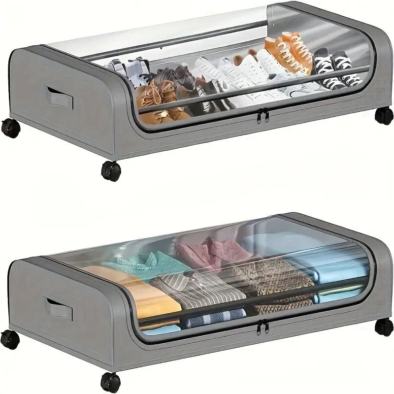 Under Bed Storage Containers with Wheels & Metal Frame — 2-Pack