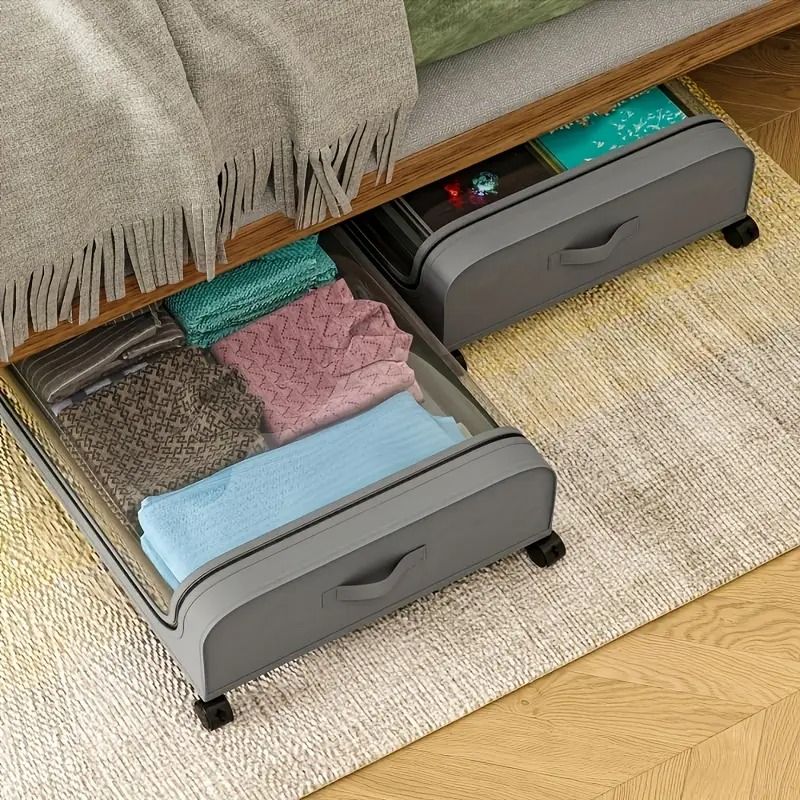 Under Bed Storage Containers with Wheels & Metal Frame — 2-Pack