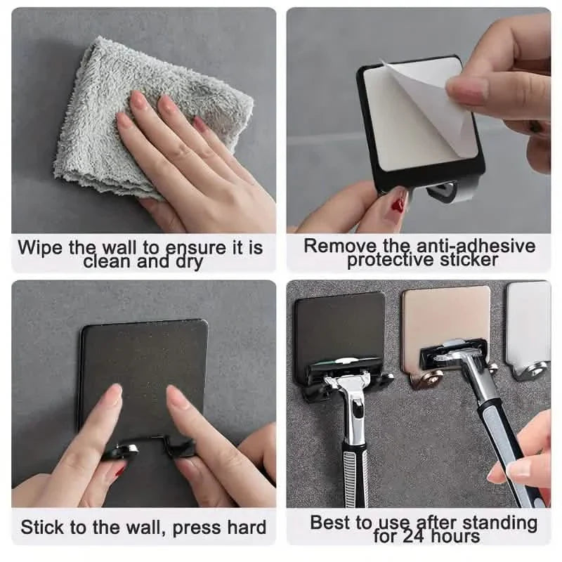Dorm Bathroom Storage Hooks — 4-Pack, No-Drill Wall Mount for Shared Bathrooms