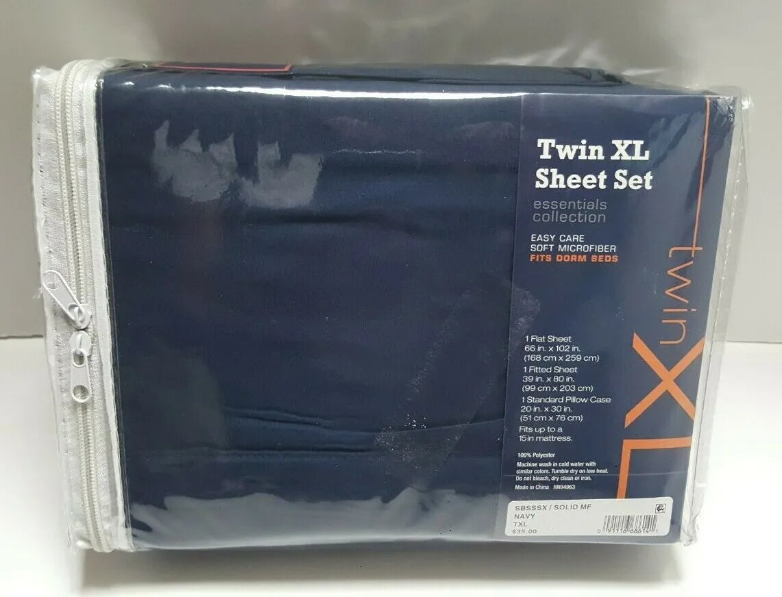 Twin XL Microfiber Sheet Set for Dorm Beds — 3-Piece, Wrinkle-Free